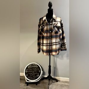 NEW! Long sleeve plaid, Shacket, super soft with upper pockets and snap closure